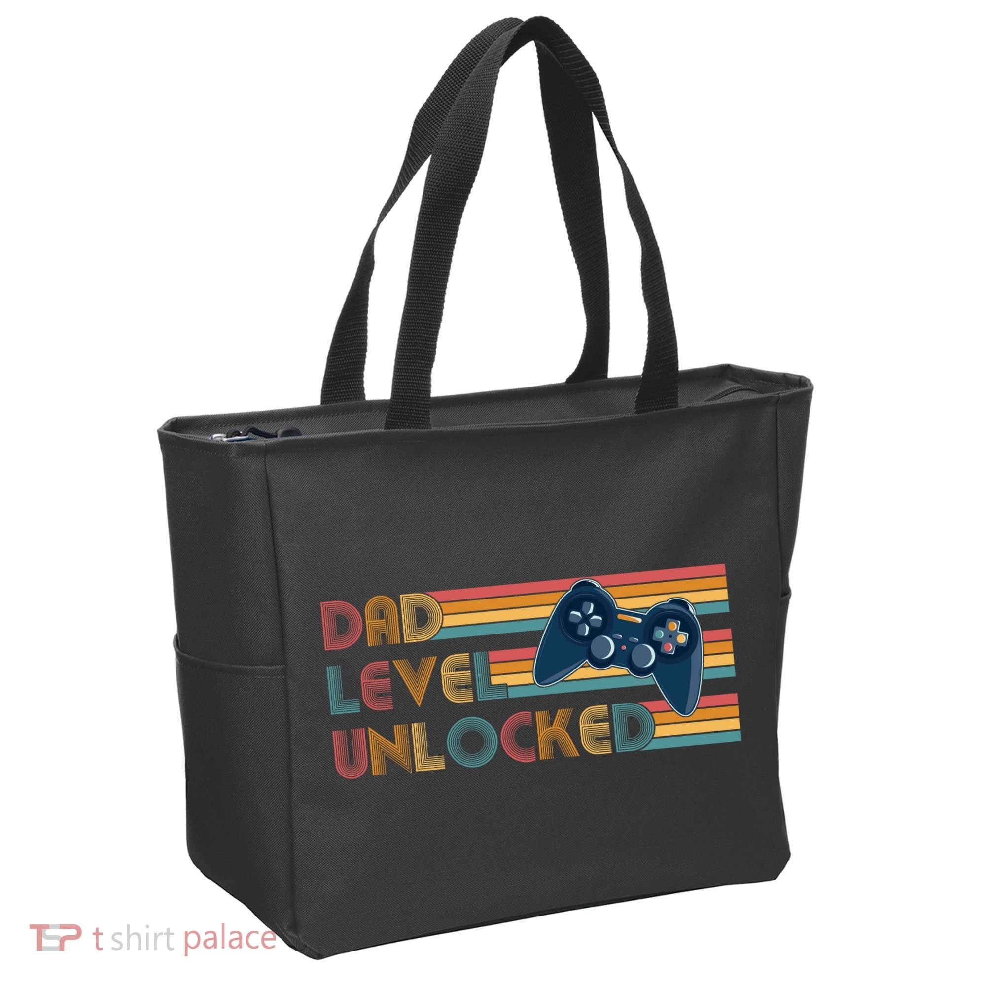Funny Retro Dad Level Unlocked Gamer Tote Bag