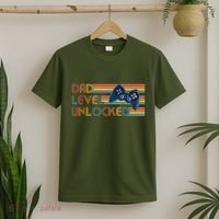 Funny Retro Dad Level Unlocked Gamer T-Shirt thumb 2