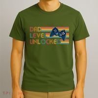 Funny Retro Dad Level Unlocked Gamer T-Shirt thumb 3