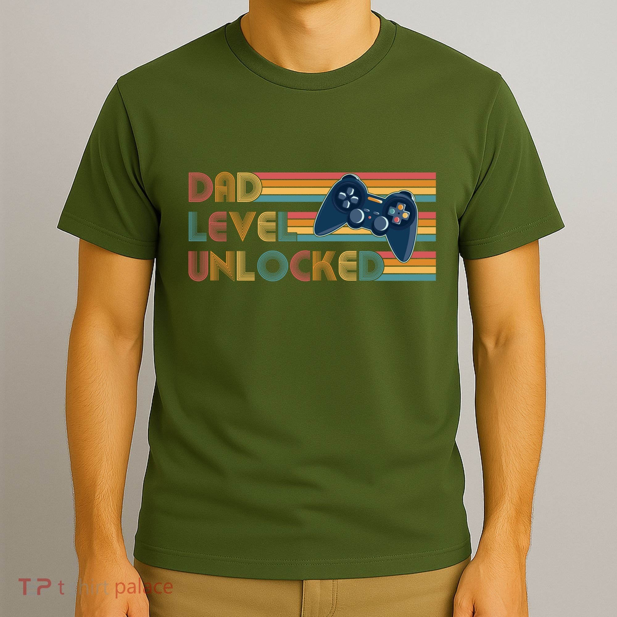 Funny Retro Dad Level Unlocked Gamer T-Shirt