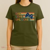Funny Retro Dad Level Unlocked Gamer T-Shirt thumb 4