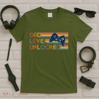 Funny Retro Dad Level Unlocked Gamer T-Shirt thumb 5