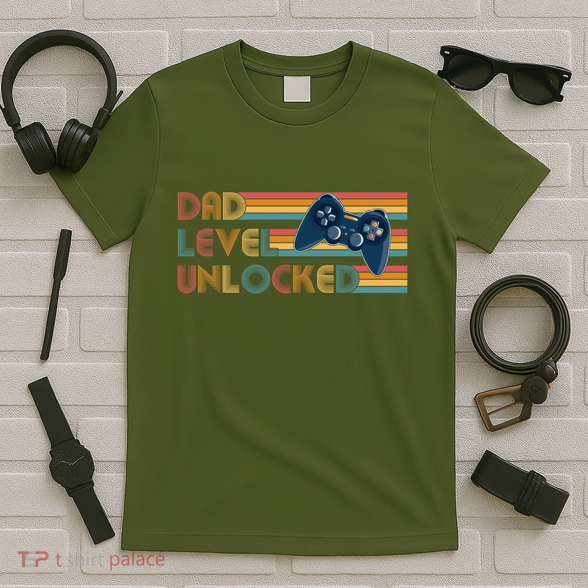 Funny Retro Dad Level Unlocked Gamer T-Shirt