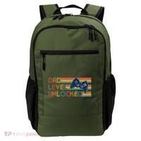 Funny Retro Dad Level Unlocked Gamer Backpack thumb 0