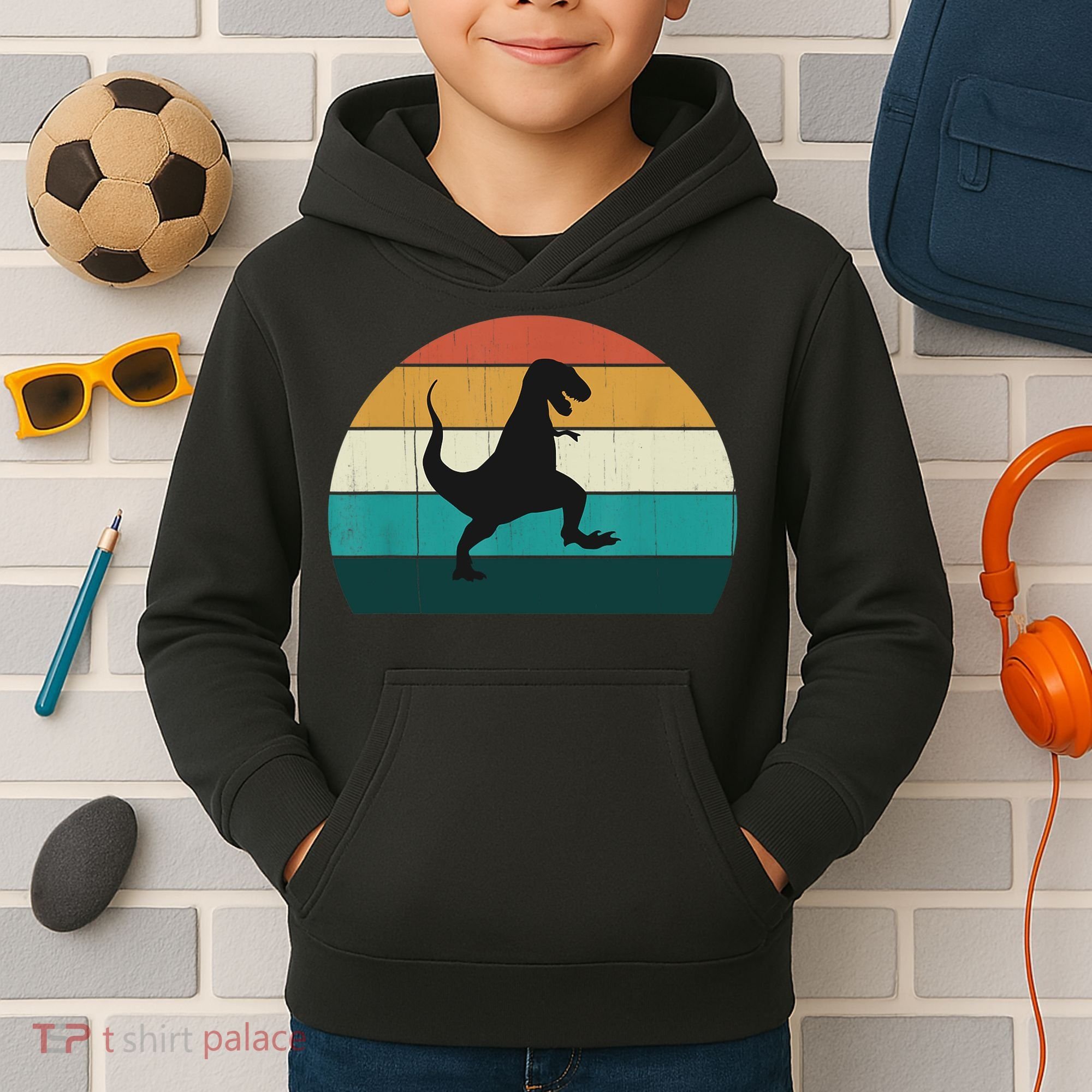 Funny Retro Dinosaur Gift Great Dino TRex TRex Lovers Gift Kids Hoodie