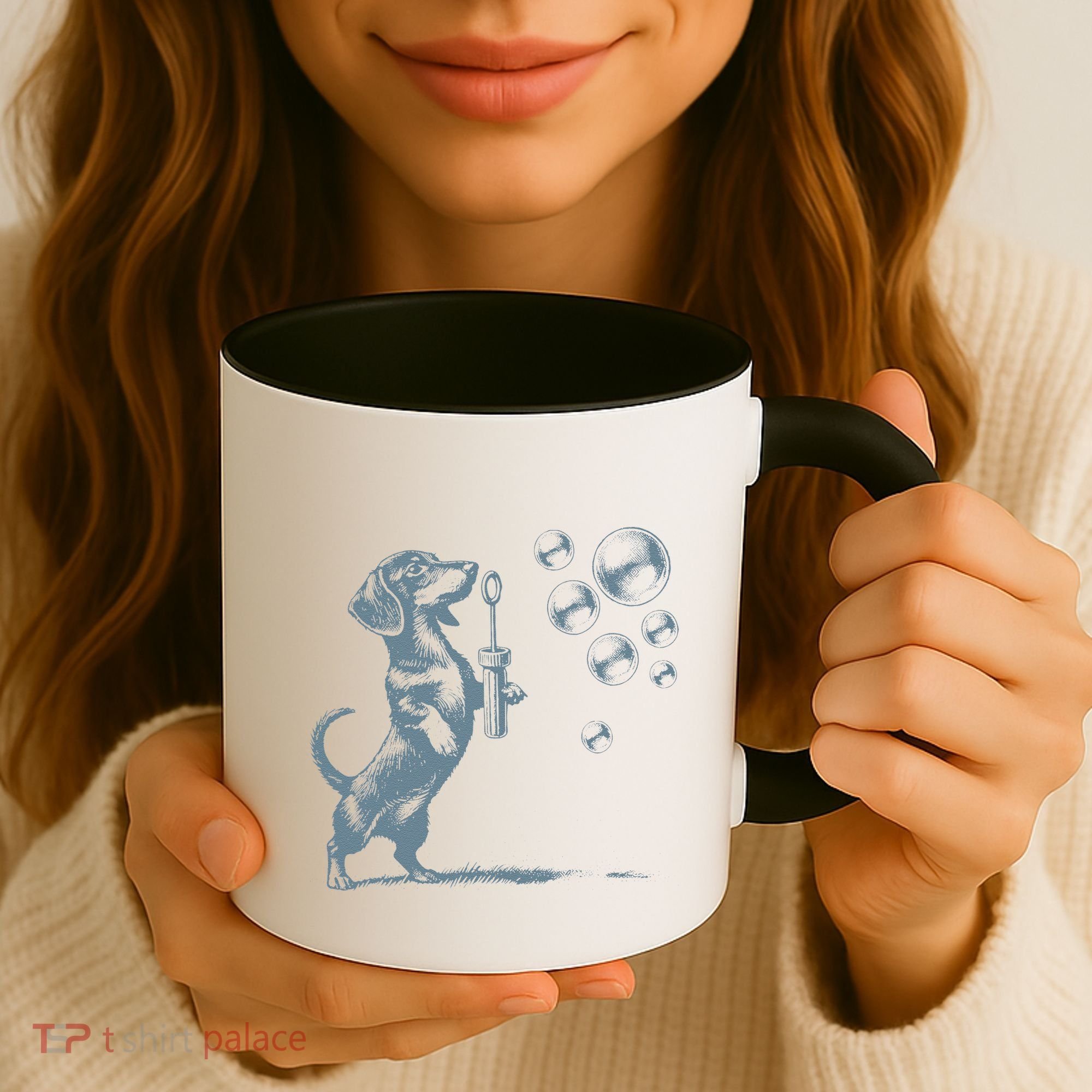 Funny Retro Dachshund Wiener Dog Blowing Bubbles Doxie Mom Coffee Mug