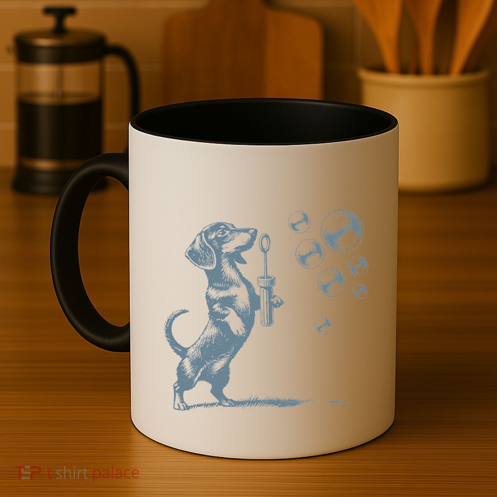 Funny Retro Dachshund Wiener Dog Blowing Bubbles Doxie Mom Coffee Mug