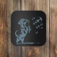 Funny Retro Dachshund Wiener Dog Blowing Bubbles Doxie Mom Coaster thumb 0