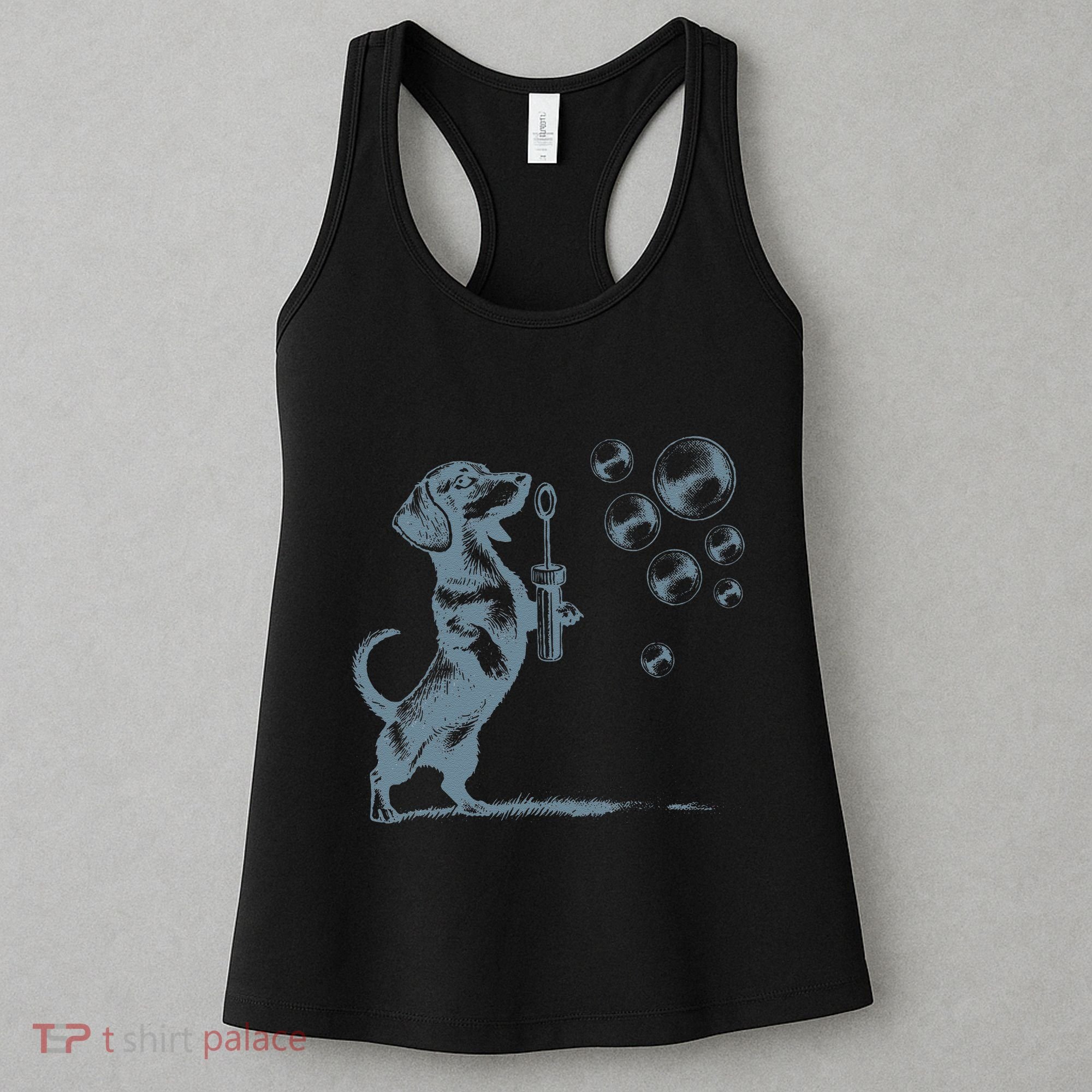 Funny Retro Dachshund Wiener Dog Blowing Bubbles Doxie Mom Women's Tank Top