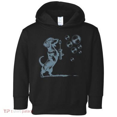 Funny Retro Dachshund Wiener Dog Blowing Bubbles Doxie Mom Toddler Hoodie