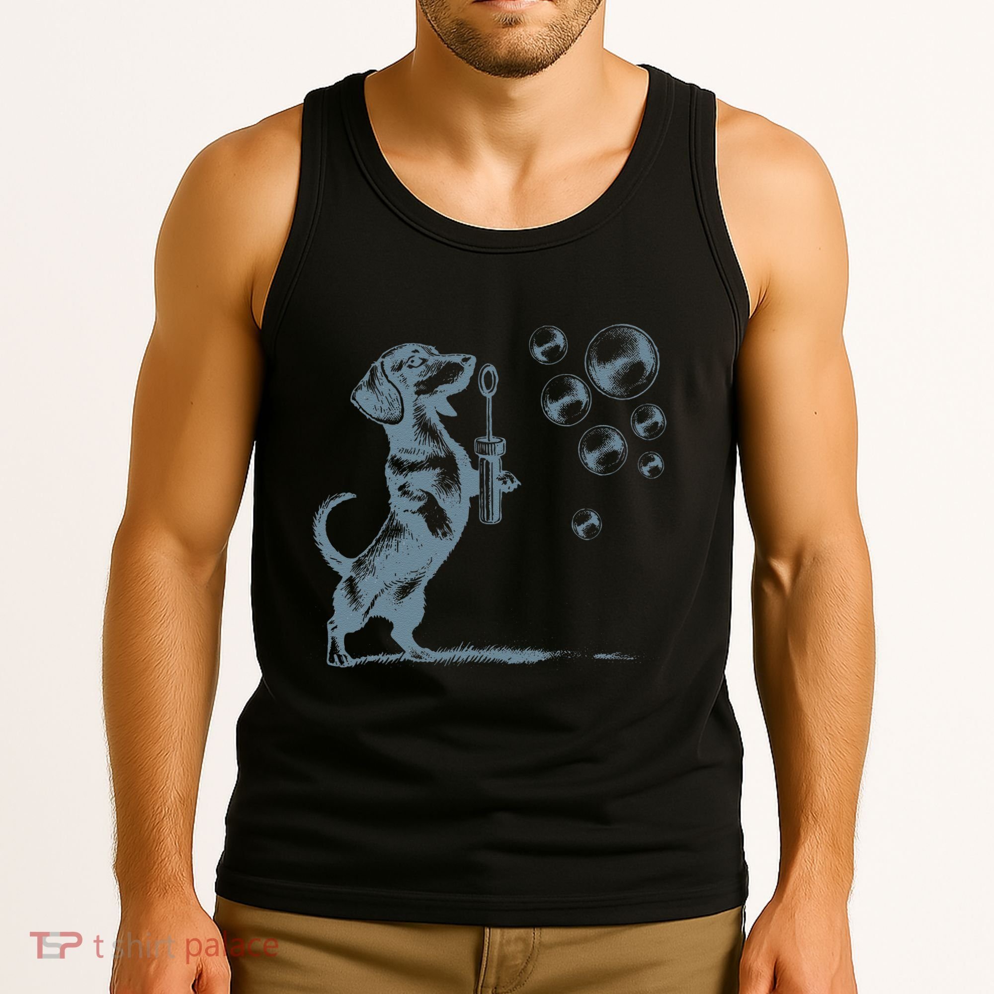 Funny Retro Dachshund Wiener Dog Blowing Bubbles Doxie Mom Tank Top