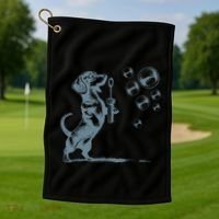 Funny Retro Dachshund Wiener Dog Blowing Bubbles Doxie Mom Golf Towel thumb 1