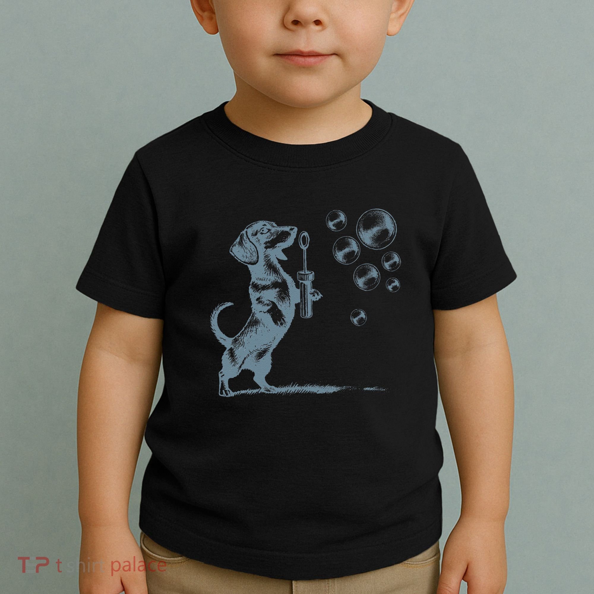 Funny Retro Dachshund Wiener Dog Blowing Bubbles Doxie Mom Toddler T-Shirt