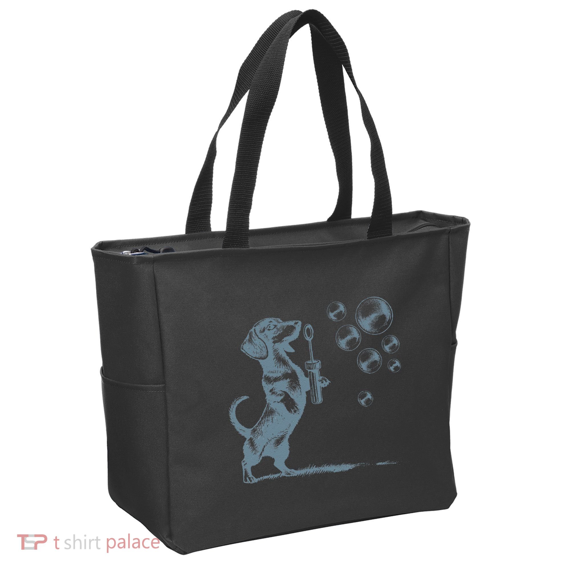 Funny Retro Dachshund Wiener Dog Blowing Bubbles Doxie Mom Tote Bag