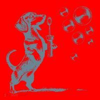 Funny Retro Dachshund Wiener Dog Blowing Bubbles Doxie Mom Santa Hat thumb 1