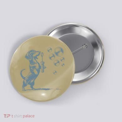 Funny Retro Dachshund Wiener Dog Blowing Bubbles Doxie Mom Button