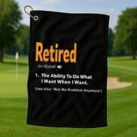 Funny Retired Definition Gift Funny Retirement Gag Gift Golf Towel thumb 1