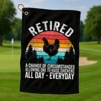 Funny Retired Definition Retirement Plan Raising Chickens Golf Towel thumb 1