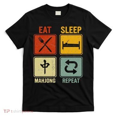 Funny Retro Design For   Eat Sleep Mahjong Repeat T-Shirt
