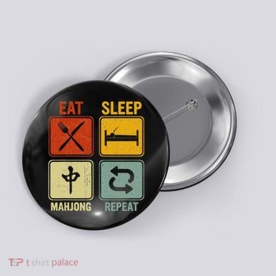 Funny Retro Design For   Eat Sleep Mahjong Repeat Button