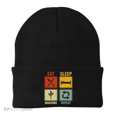 Funny Retro Design For   Eat Sleep Mahjong Repeat Beanie