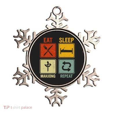 Funny Retro Design For   Eat Sleep Mahjong Repeat Ornament