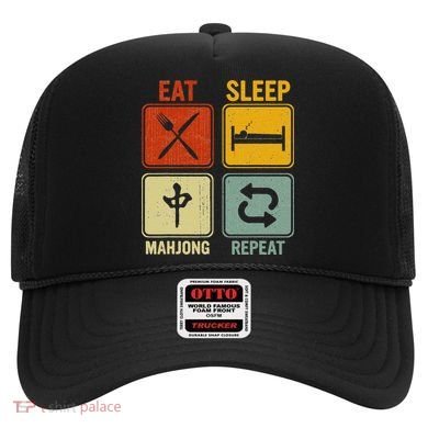 Funny Retro Design For   Eat Sleep Mahjong Repeat Hat