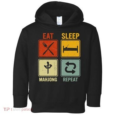 Funny Retro Design For   Eat Sleep Mahjong Repeat Toddler Hoodie
