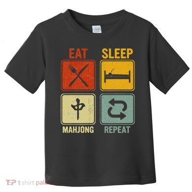 Funny Retro Design For   Eat Sleep Mahjong Repeat Toddler T-Shirt