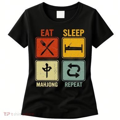 Funny Retro Design For   Eat Sleep Mahjong Repeat Women's T-Shirt