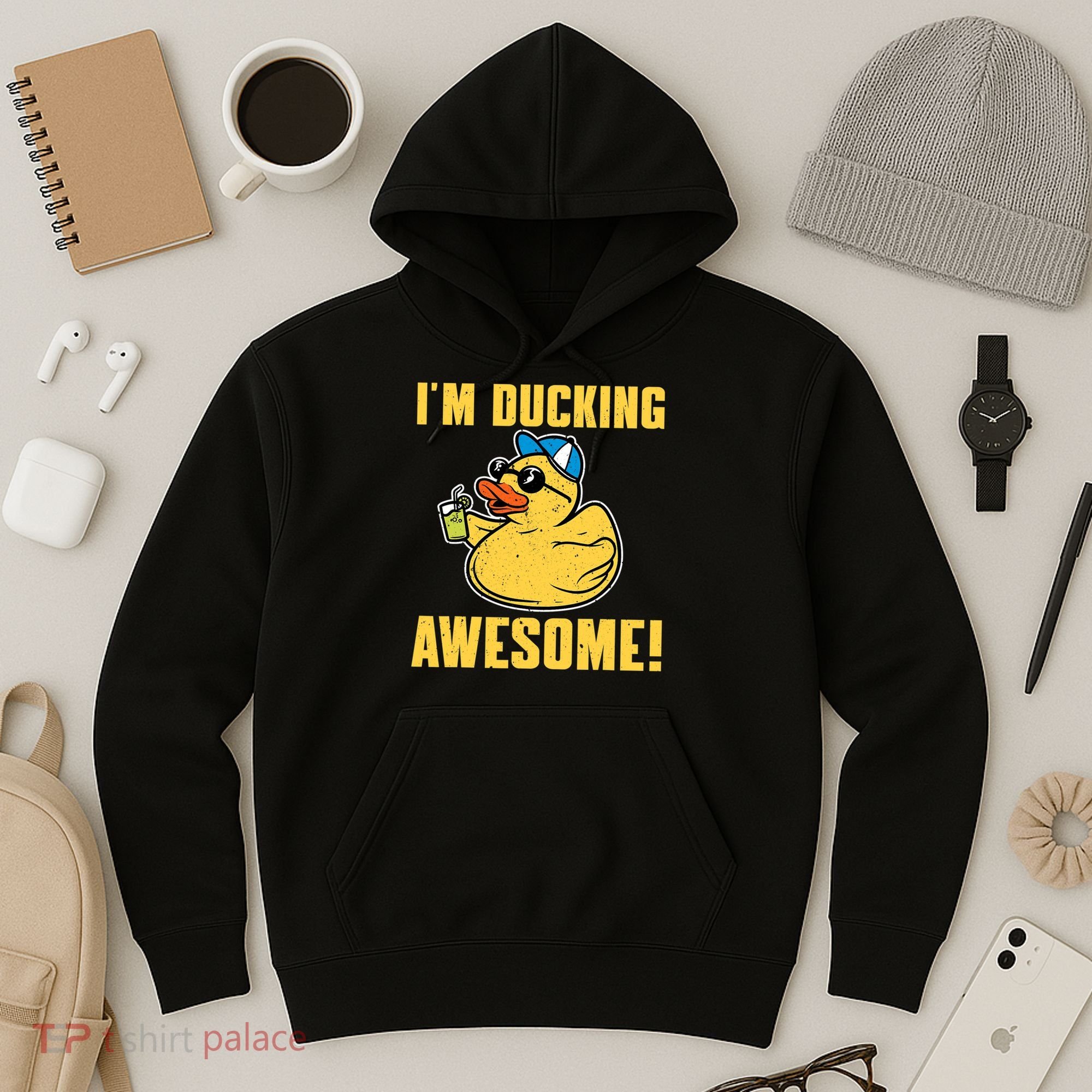 Funny Rubber Ducky Saying Im Ducking Awesome Duckie Hoodie