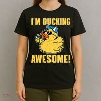 Funny Rubber Ducky Saying Im Ducking Awesome Duckie T-Shirt thumb 4