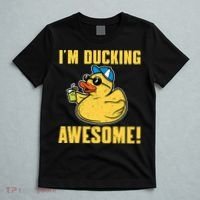 Funny Rubber Ducky Saying Im Ducking Awesome Duckie T-Shirt thumb 5