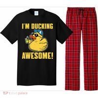 Funny Rubber Ducky Saying Im Ducking Awesome Duckie Pajama Set thumb 0