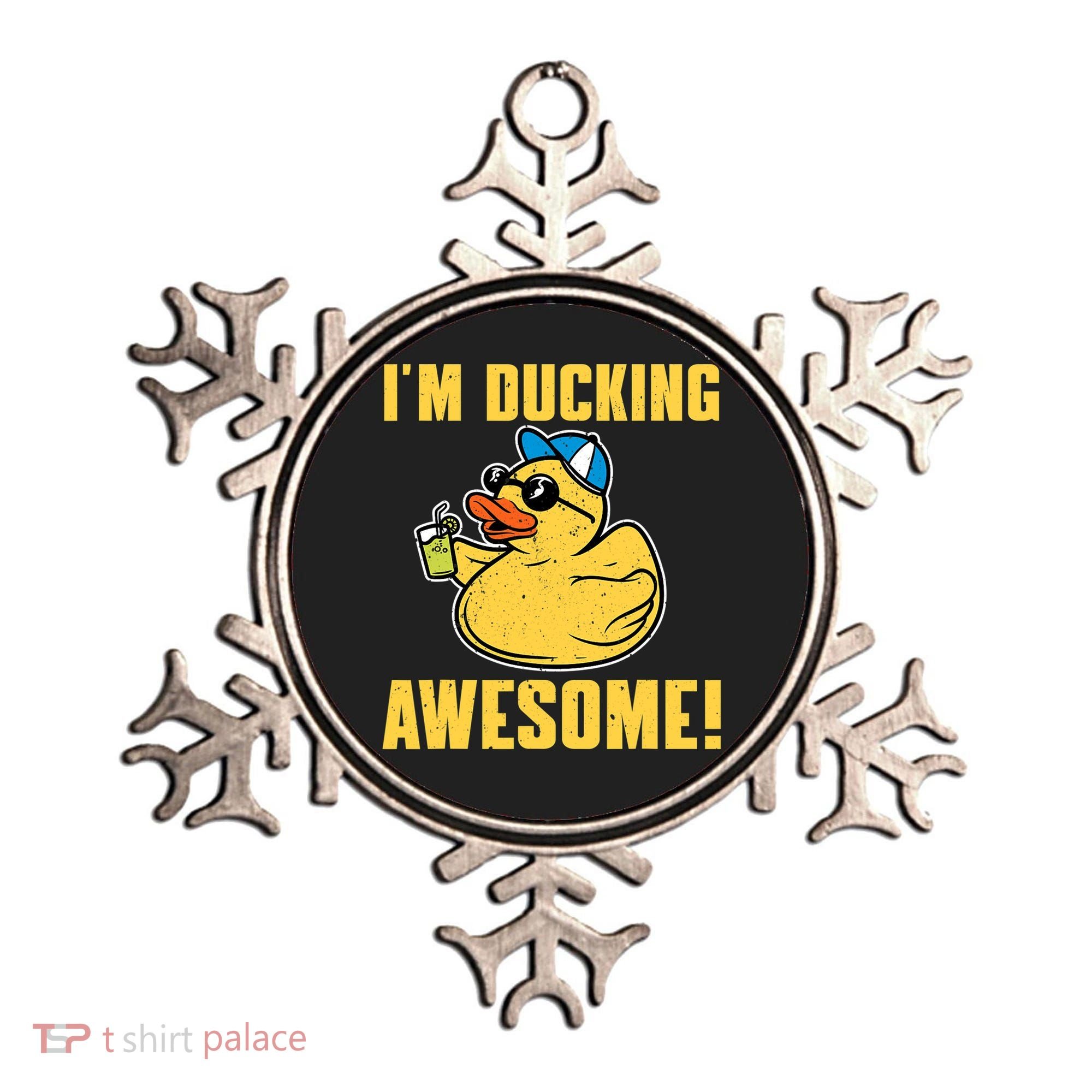 Funny Rubber Ducky Saying Im Ducking Awesome Duckie Ornament