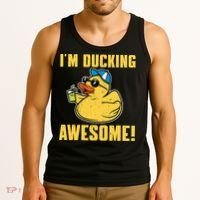 Funny Rubber Ducky Saying Im Ducking Awesome Duckie Tank Top thumb 3