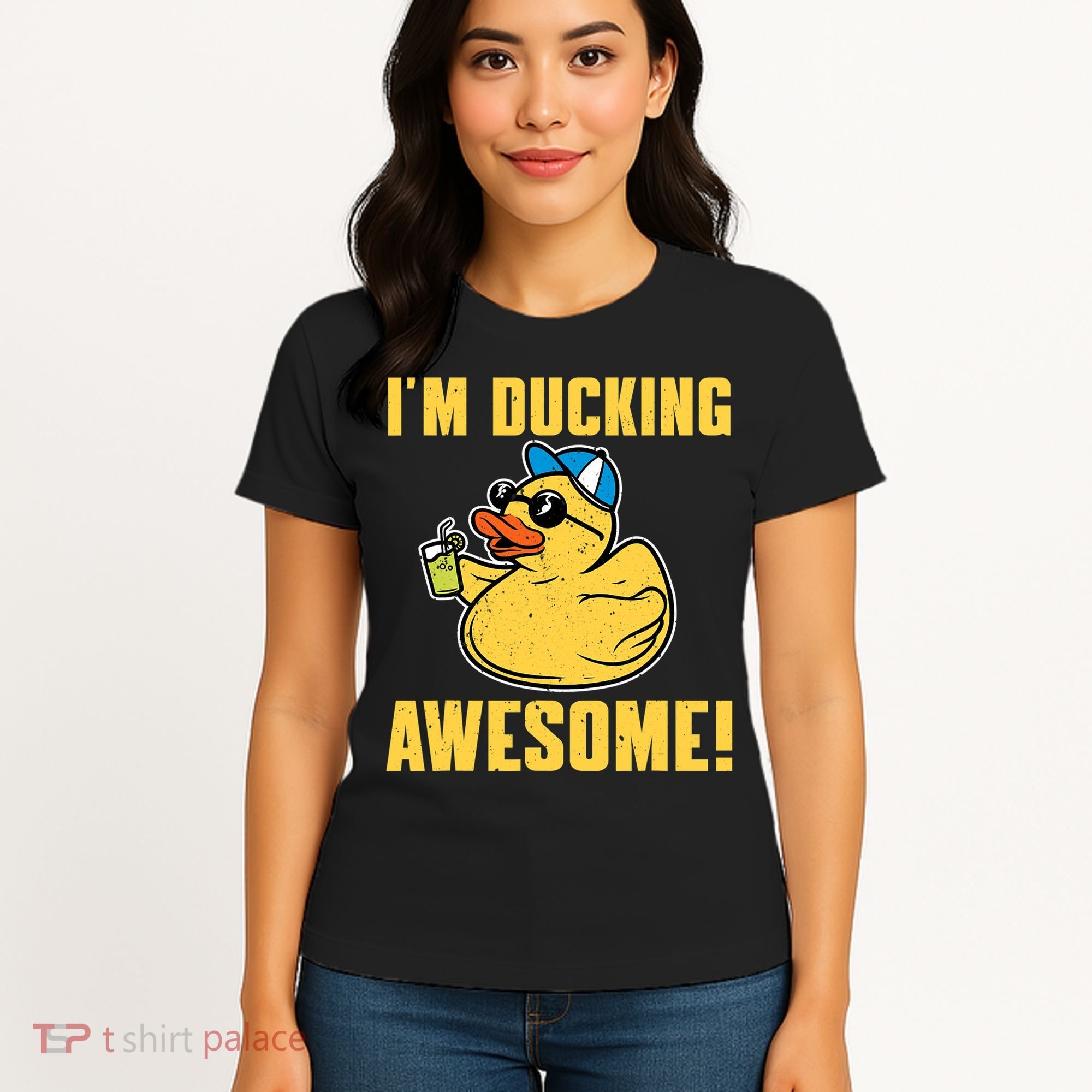 Funny Rubber Ducky Saying Im Ducking Awesome Duckie Women's T-Shirt