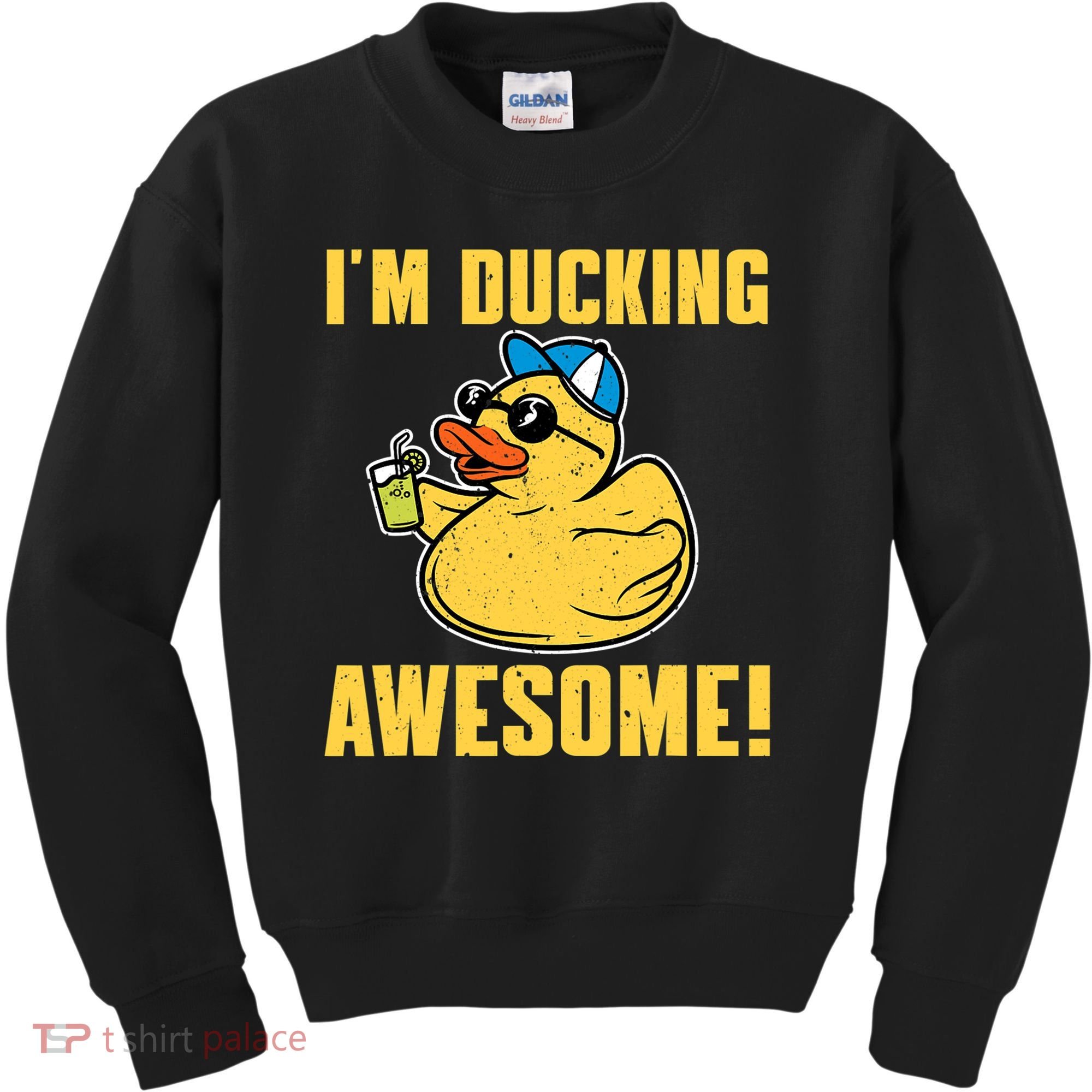 Funny Rubber Ducky Saying Im Ducking Awesome Duckie Kids Sweatshirt