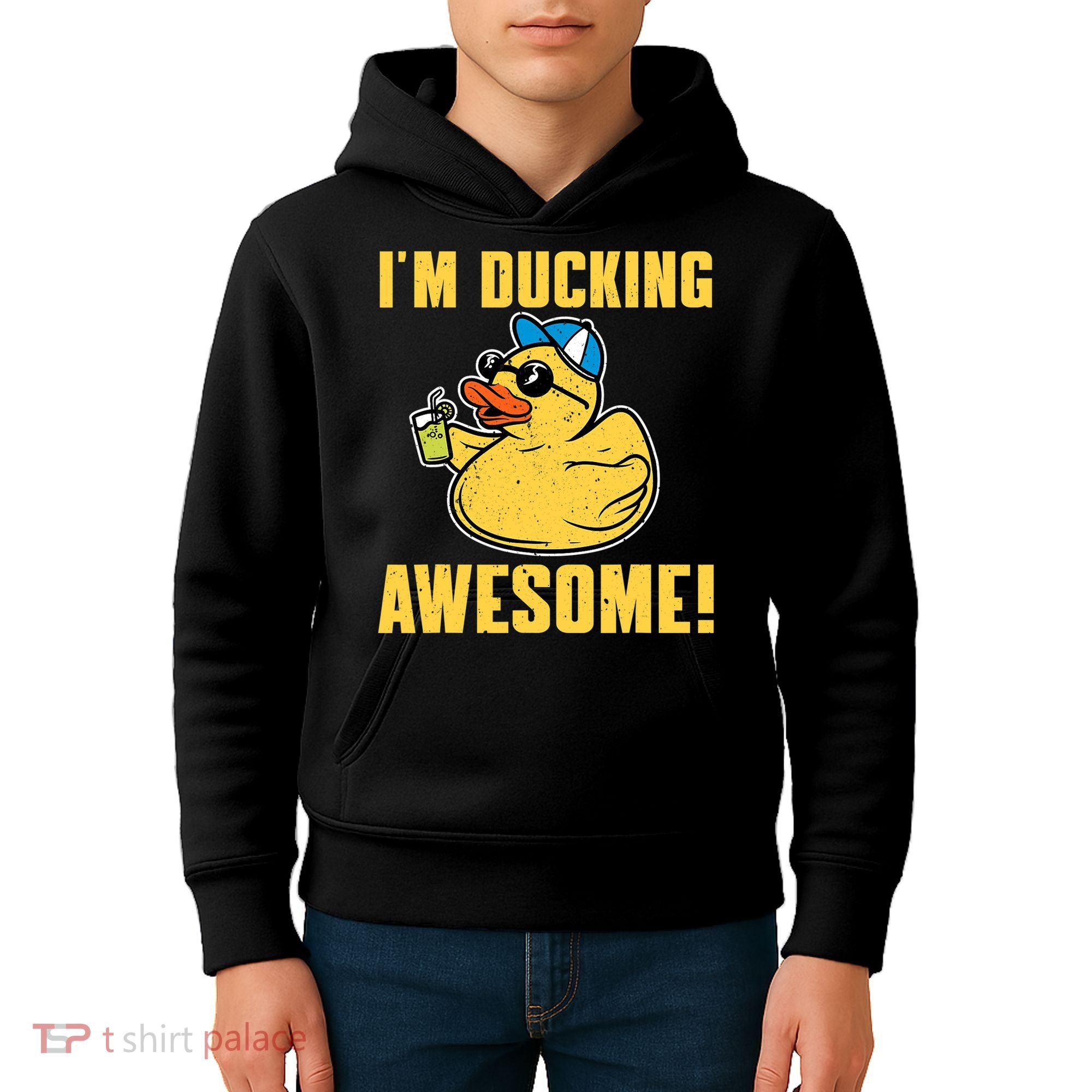 Funny Rubber Ducky Saying Im Ducking Awesome Duckie Kids Hoodie