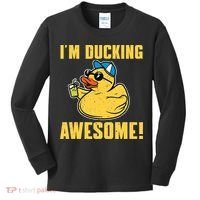 Funny Rubber Ducky Saying Im Ducking Awesome Duckie Kids Long Sleeve Shirt thumb 0