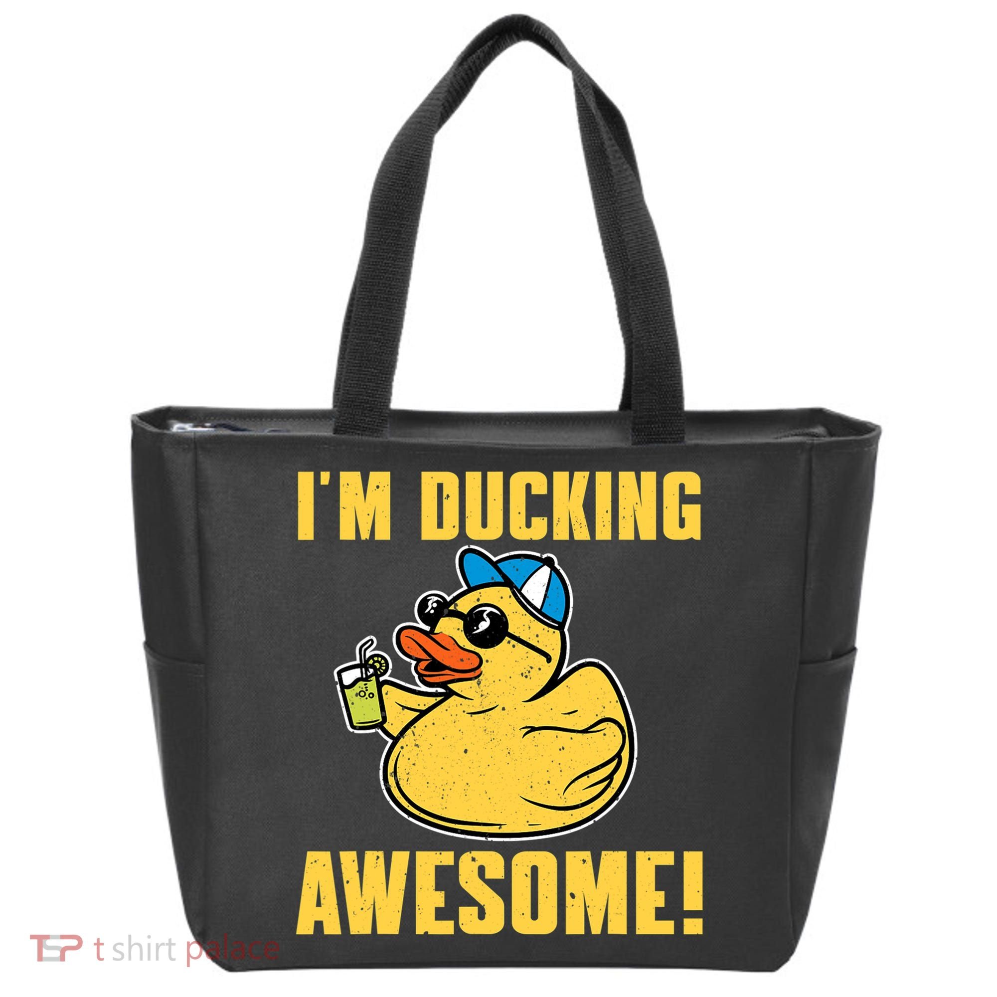 Funny Rubber Ducky Saying Im Ducking Awesome Duckie Tote Bag