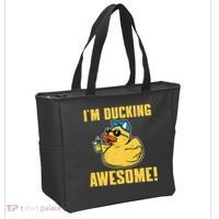 Funny Rubber Ducky Saying Im Ducking Awesome Duckie Tote Bag thumb 2