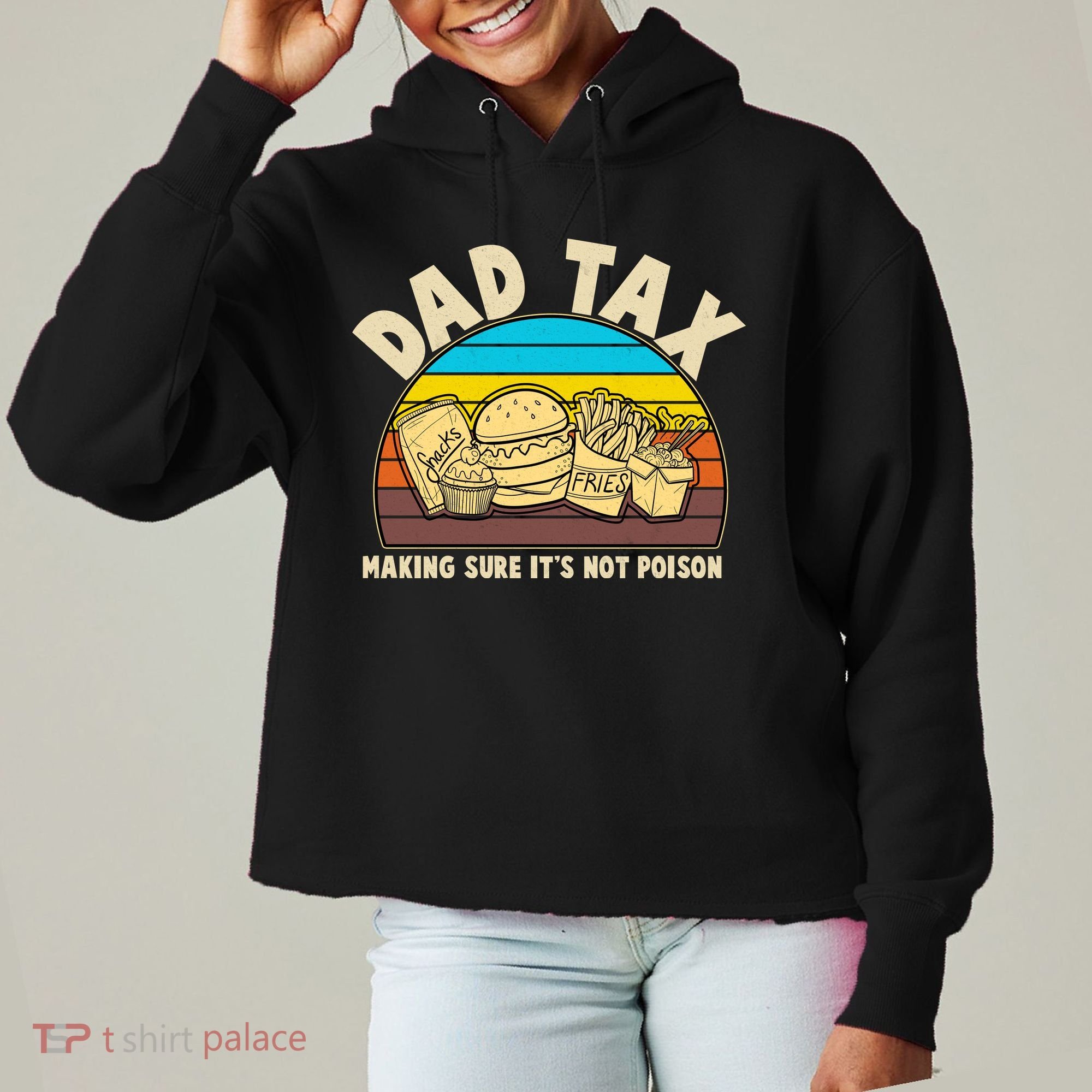 Funny Retro Dad Tax Making Sure Its Not Poison Ladies Heavyweight Boxy Pullover Hoodie