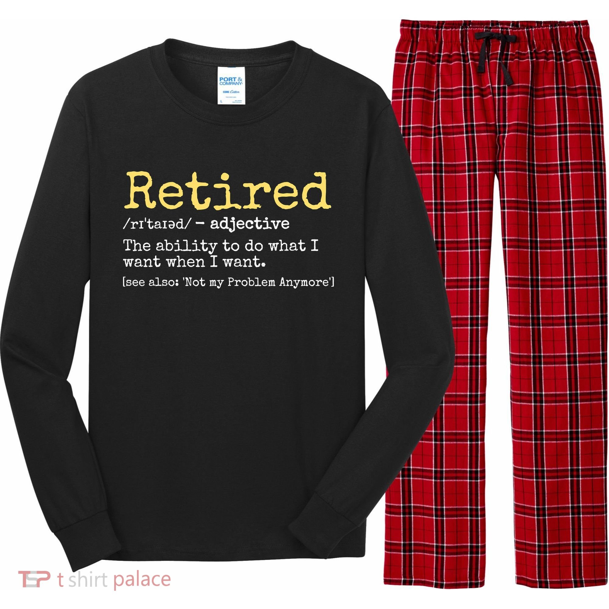 Funny Retired Definition Funny Retirement Long Sleeve Pajama Set