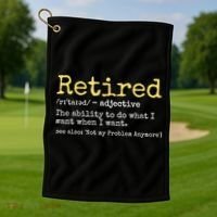 Funny Retired Definition Funny Retirement Golf Towel thumb 1