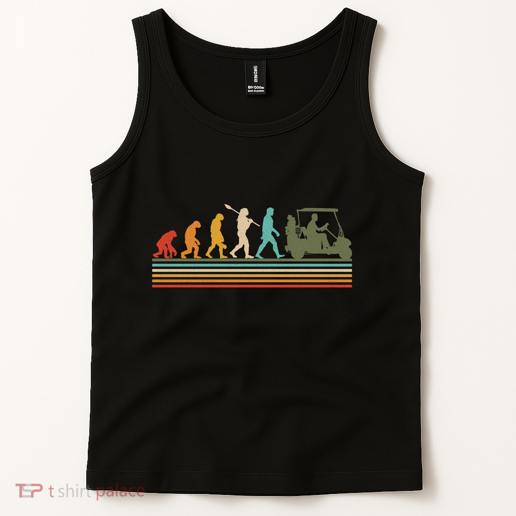 Funny Retro Evolution Of A Golfer Tank Top