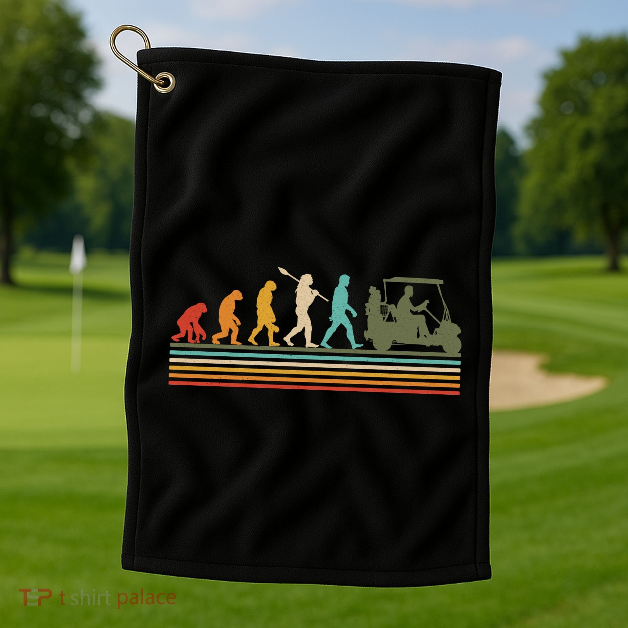 Funny Retro Evolution Of A Golfer Golf Towel