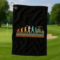 Funny Retro Evolution Of A Golfer Golf Towel thumb 1