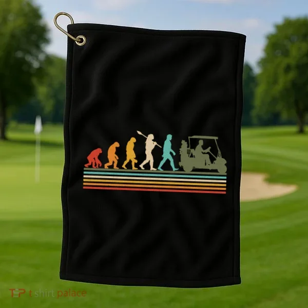 Funny Retro Evolution Of A Golfer Golf Towel