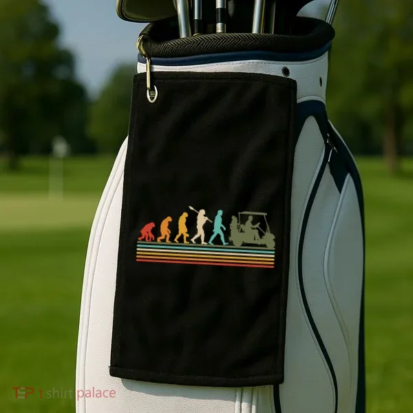 Funny Retro Evolution Of A Golfer Golf Towel